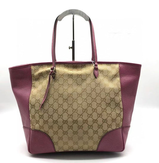 Gucci GG Canvas Pink Leather Tote Bag CC0150