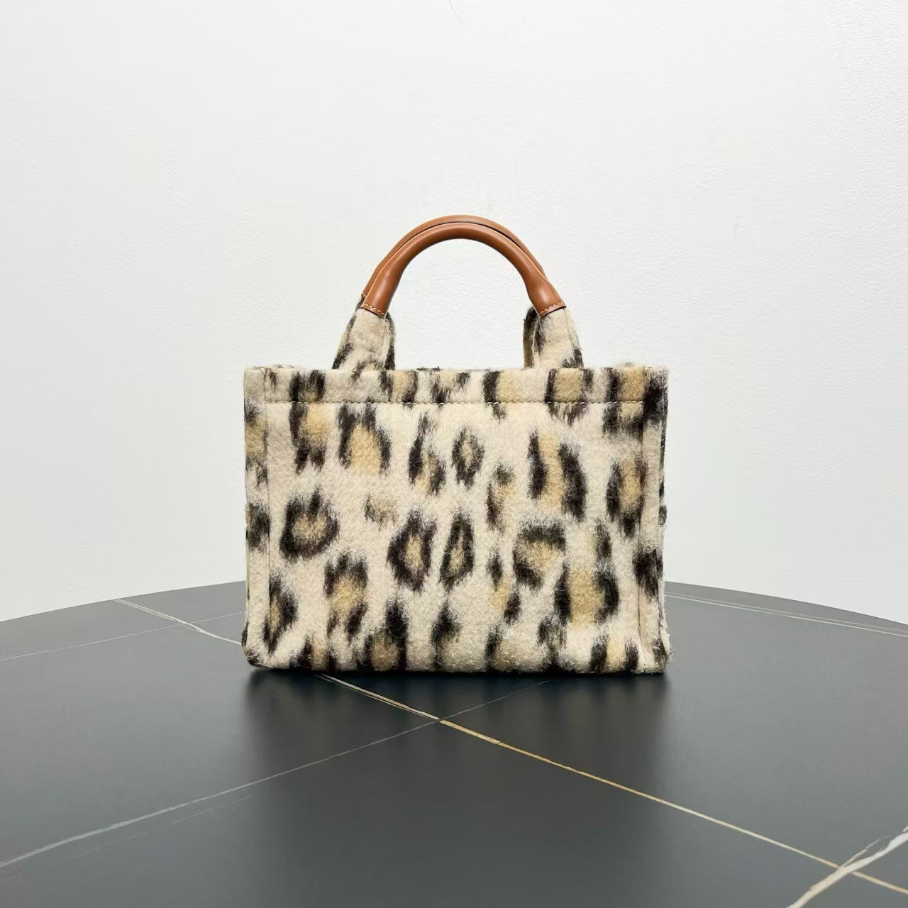 Luxury CELINE Triomphe Two-Way Bag Beige Faux Fur Shoulder Bag