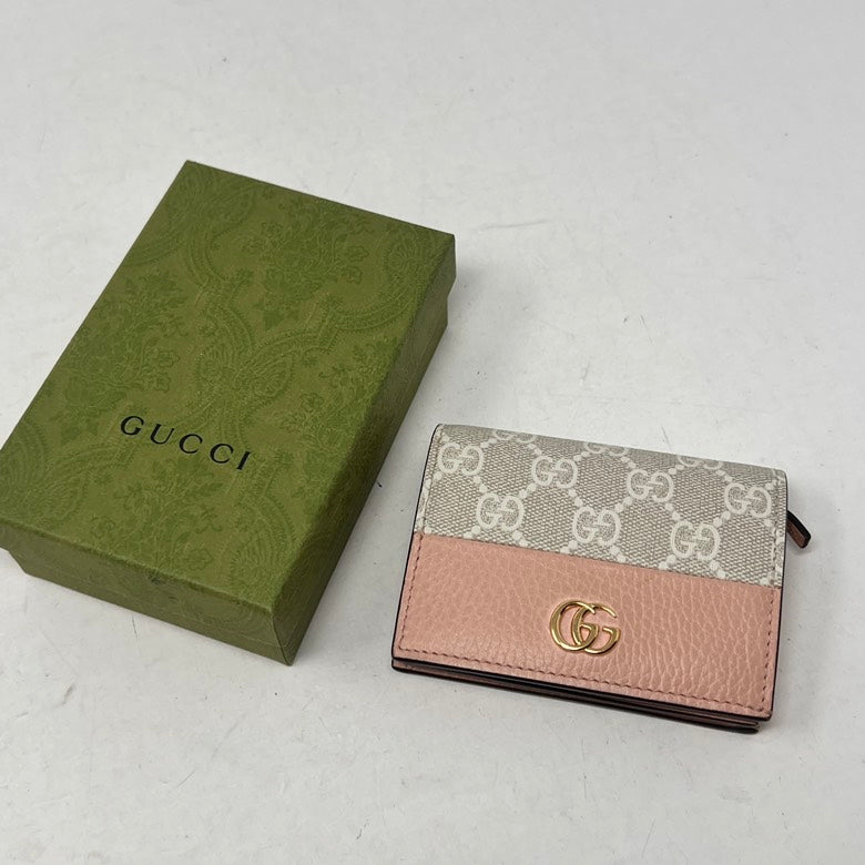 Gucci Leather Wallet AF412 Beige & Pink Wallet