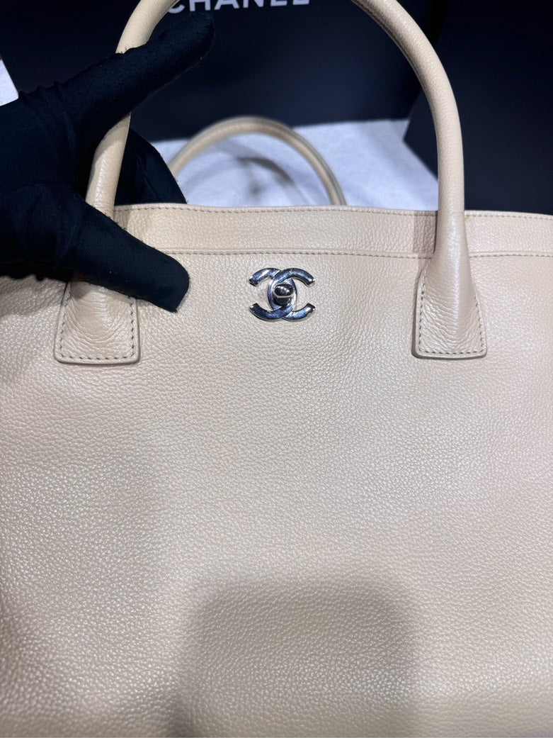 Chanel Beige Caviar Cerf Middle Size Satchel with Strap 13