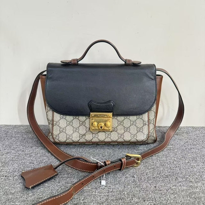 Gucci Padlock Bag Black/Brown GG Canvas Shoulder Bag