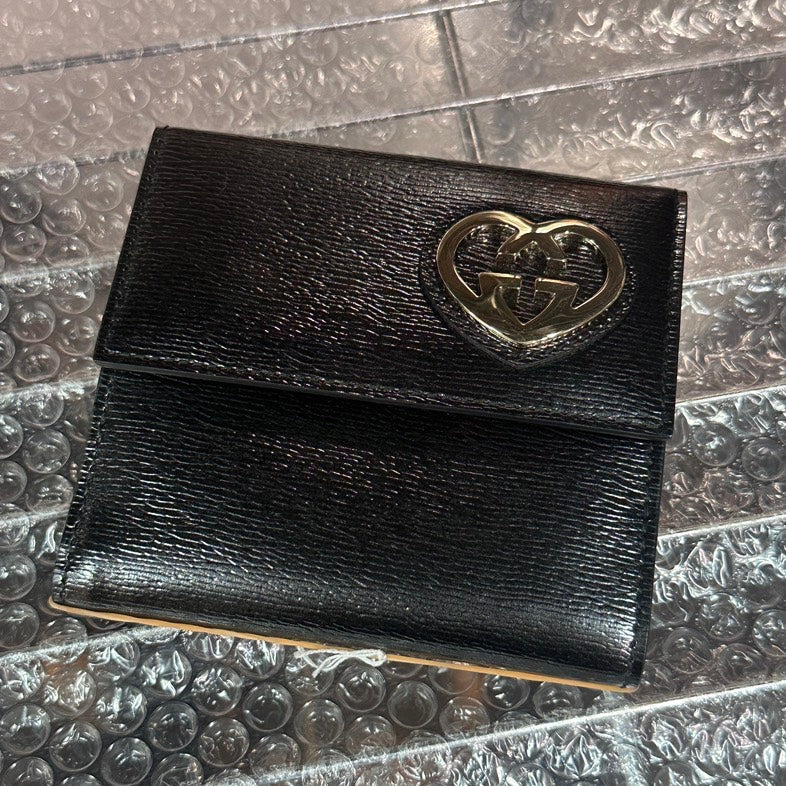Gucci GG Heart Black Leather Wallet