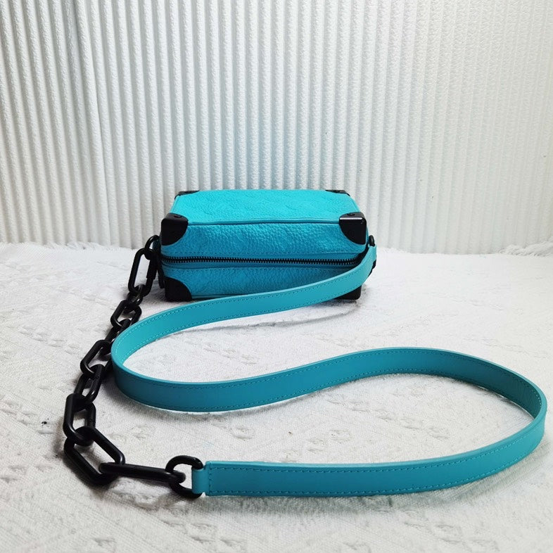 Louis Vuitton Mini Soft Trunk Bag in Turquoise Leather Crossbody