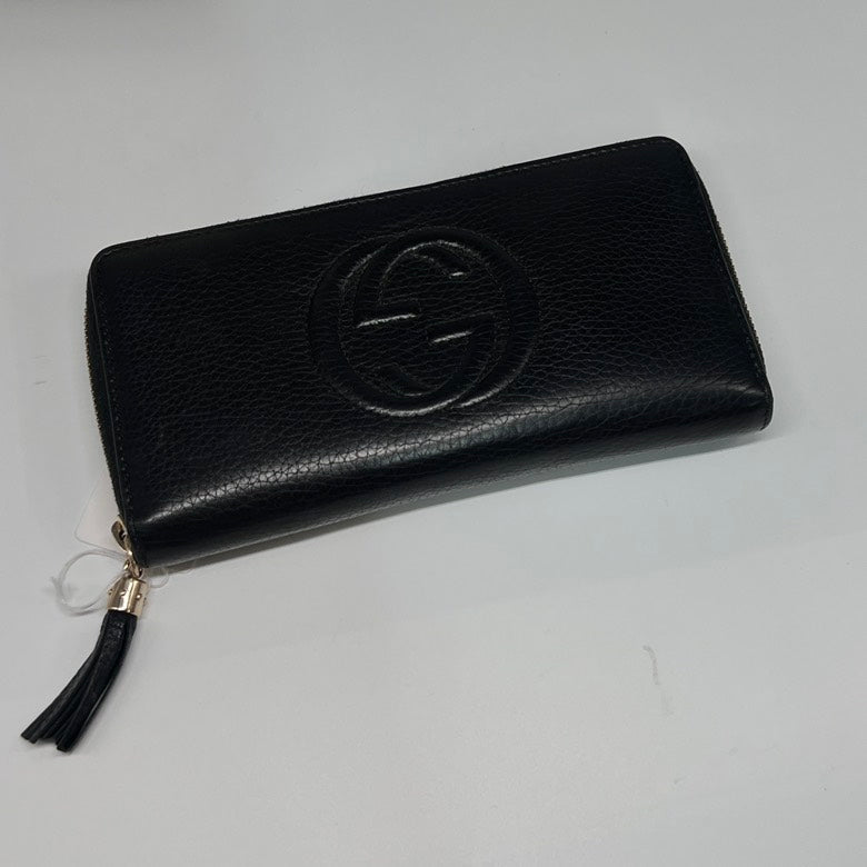Gucci Leather Long Wallet 487 Black