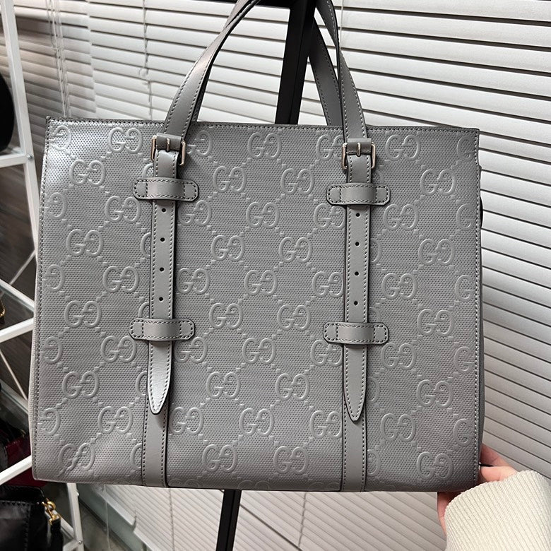 Gucci GG Marmont Grey Leather Tote Bag Z3763