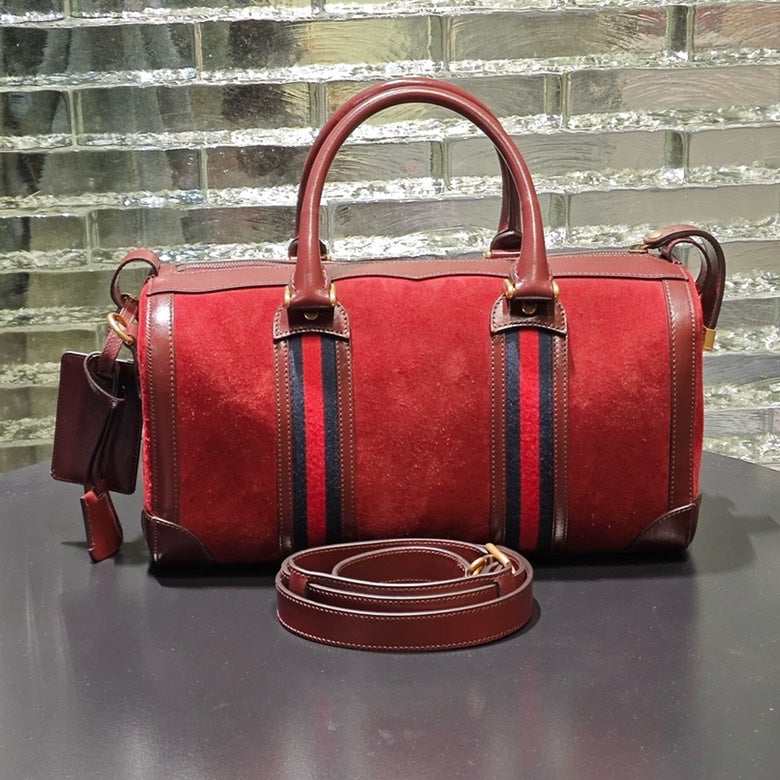 Gucci Red Suede Duffle Bag