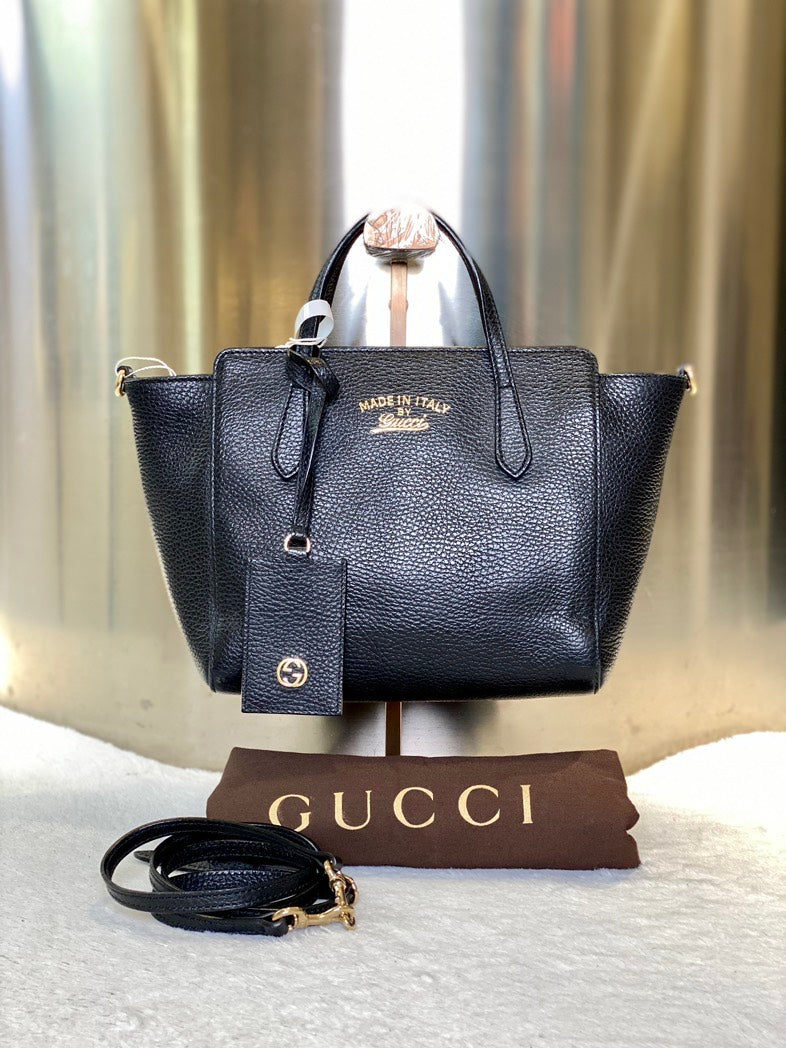 Gucci 7552 Black Leather Tote Bag
