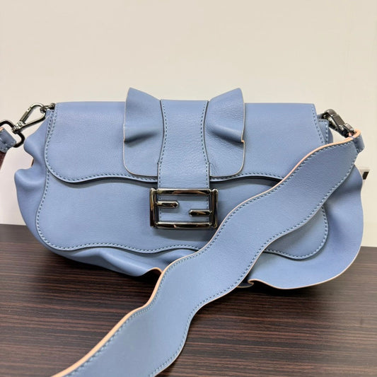 Fendi Leather Baguette Shoulder Bag Light Blue