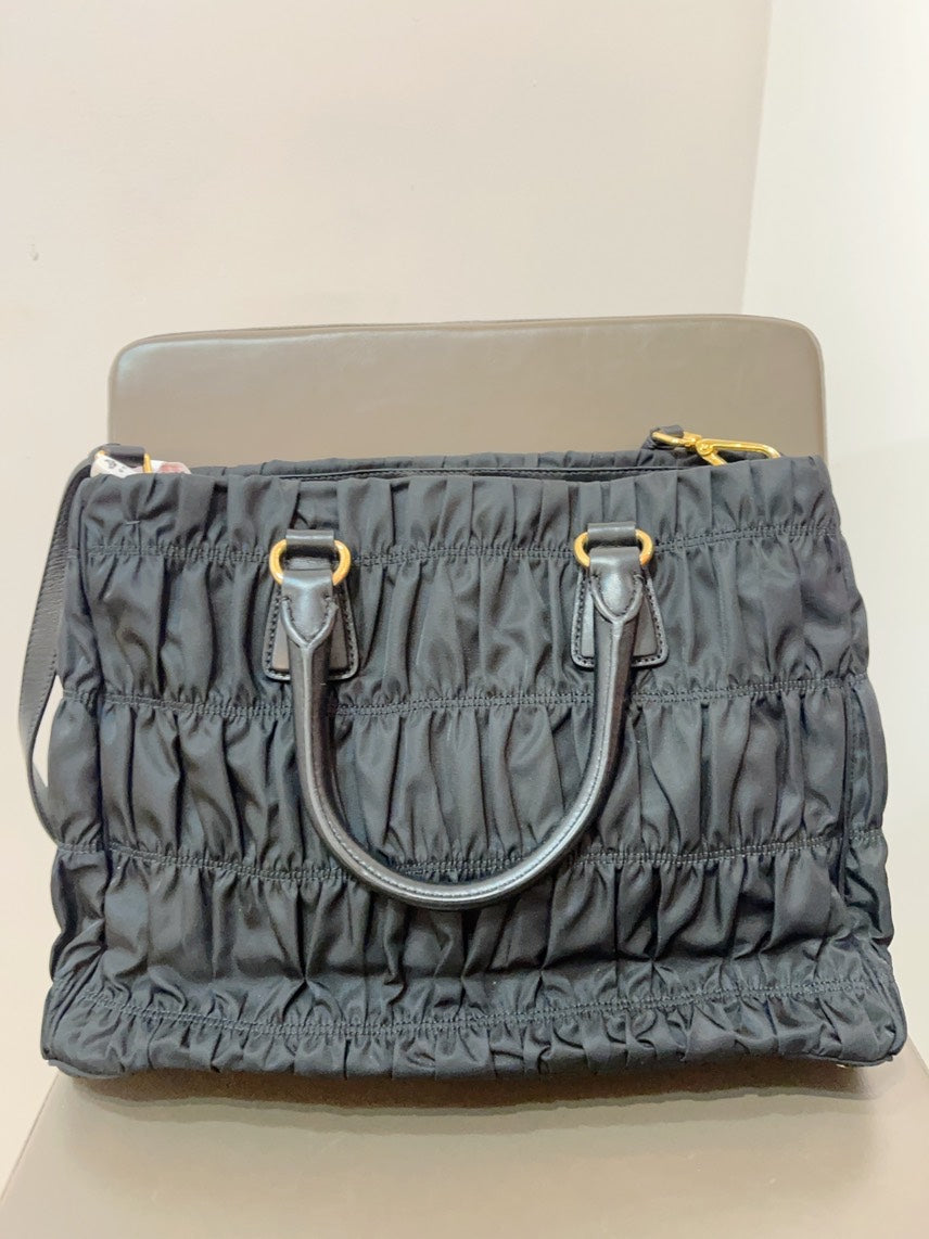 Prada Classic 2Ways Tote in Black Nylon - Designer Bag