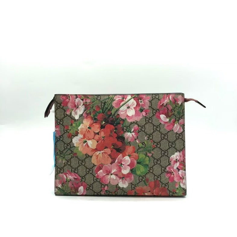 Gucci Flora Clutch Beige Brown Clutch