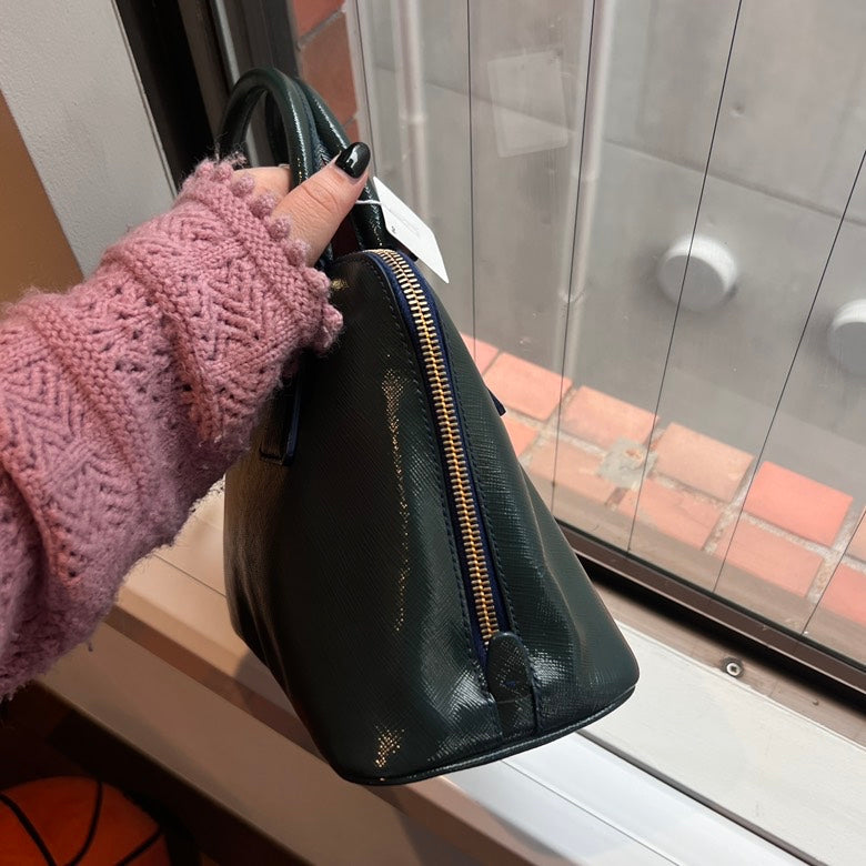 Prada 2way Leather Handbag AF392 Green Satchel
