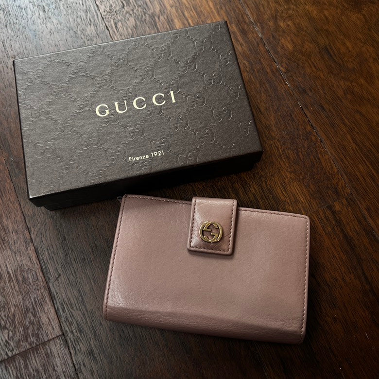 Gucci Leather Wallet AF676 Beige Wallet