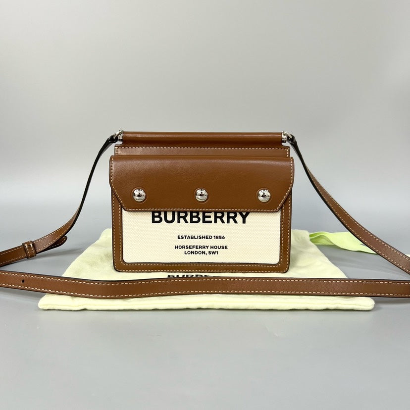 Burberry Horseferry Mini 19×15CM Canvas & Leather Crossbody Bag Brown XJ10932