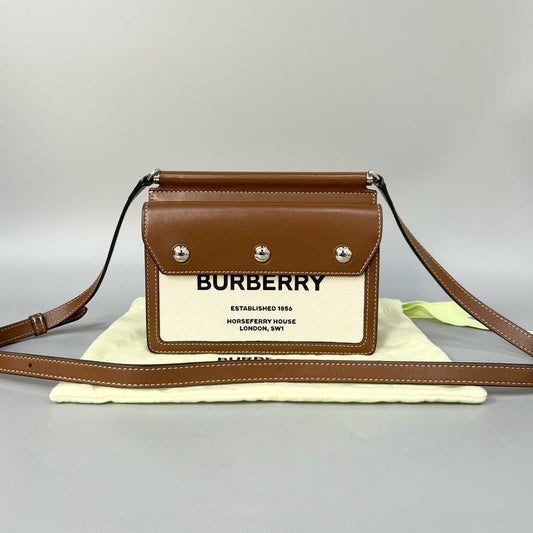 Burberry Horseferry Mini 19×15CM Canvas & Leather Crossbody Bag Brown XJ10932