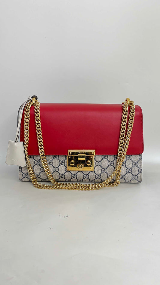 Gucci Padlock Bag Red and Beige Shoulder Bag