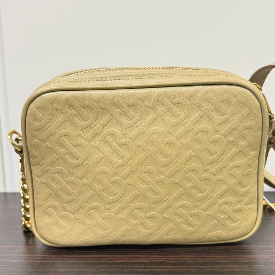 Burberry TB Leather Camera Crossbody FM6082 Beige Crossbody Bag