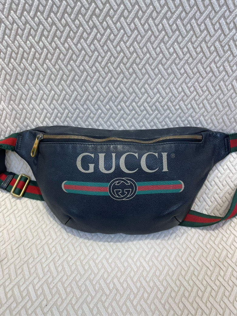 Gucci Blue Leather Bumbag Belt Bag