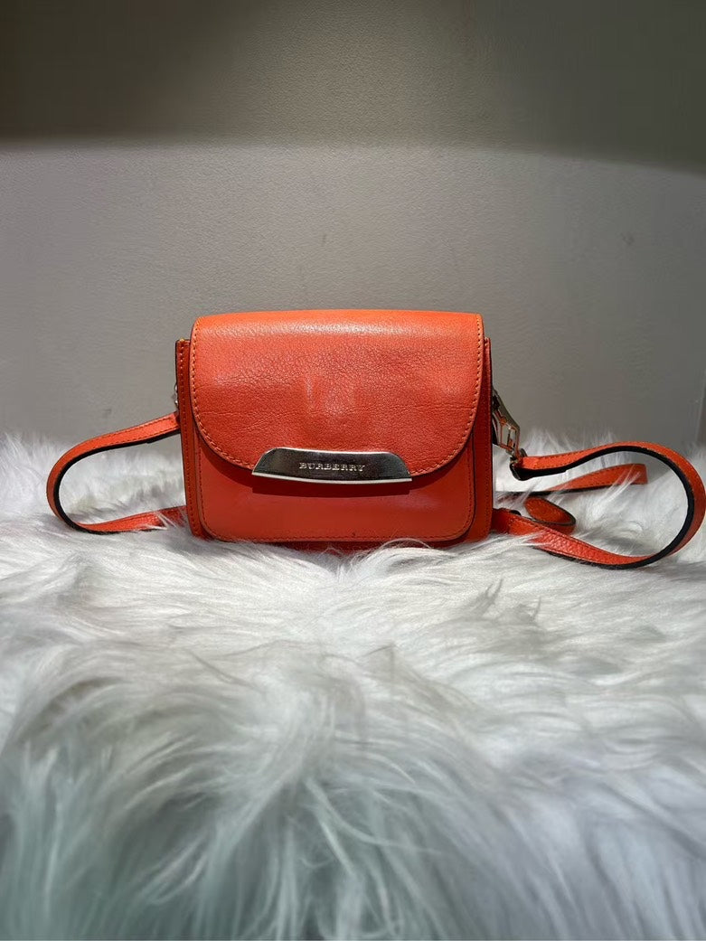 Burberry Crossbody Bag Orange Leather - and On Sale