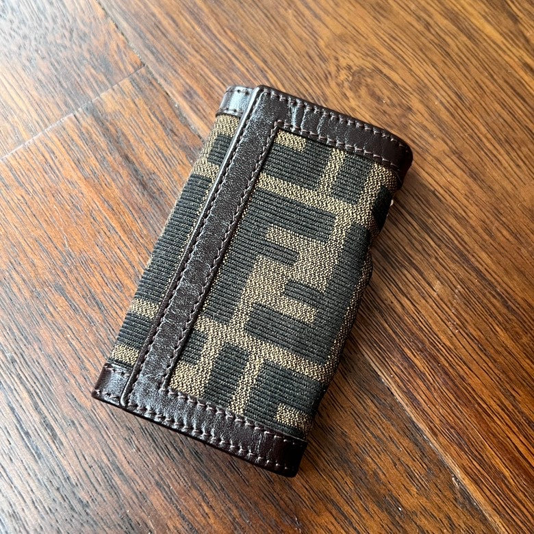 Fendi AG321 Key Case Brown Canvas Wallet