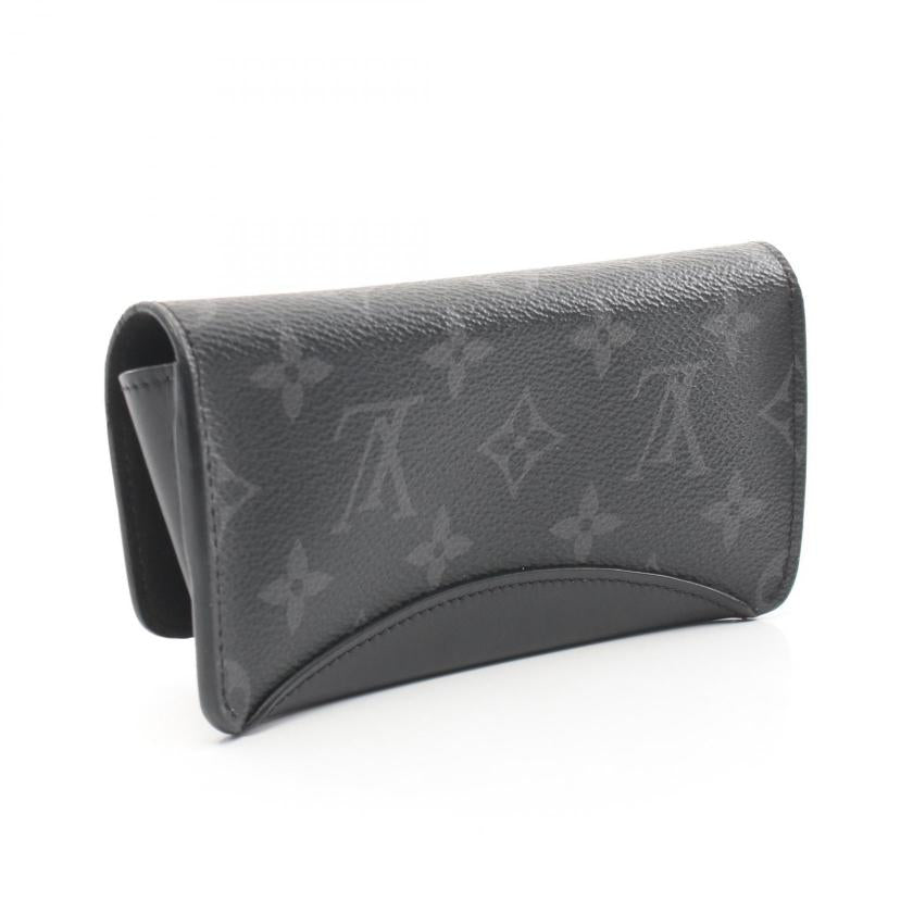 LOUIS VUITTON Etui Lunette Monogram Eclipse Glasses Case Black PVC Leather