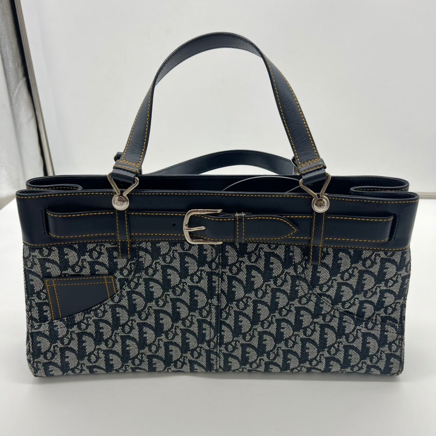 Dior A8028 Navy Canvas Shoulder Bag