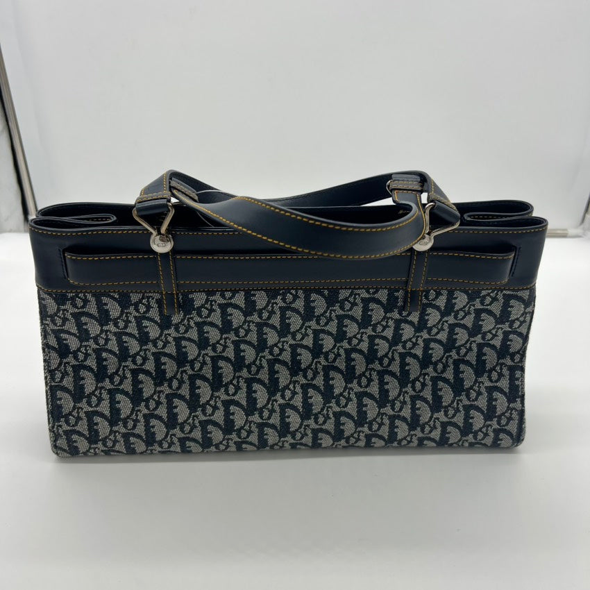 Dior A8028 Navy Canvas Shoulder Bag