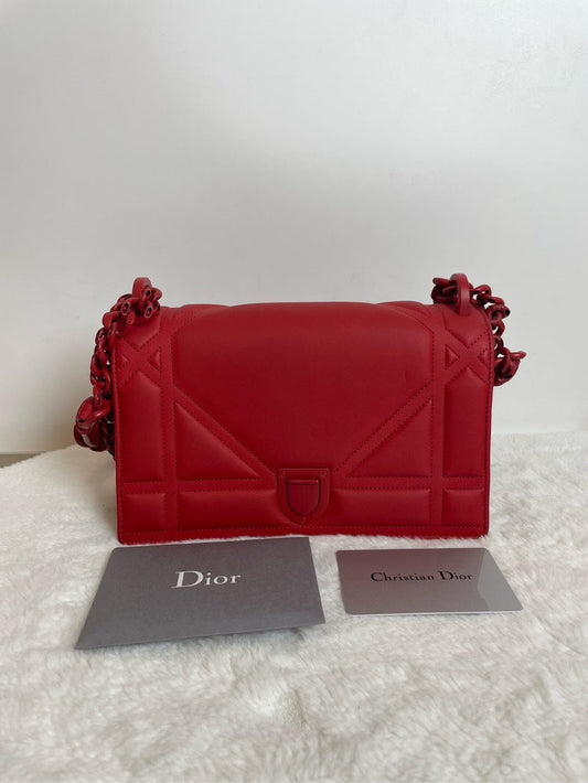 Christian Dior Diorama Chain Bag Red Leather Shoulder Bag