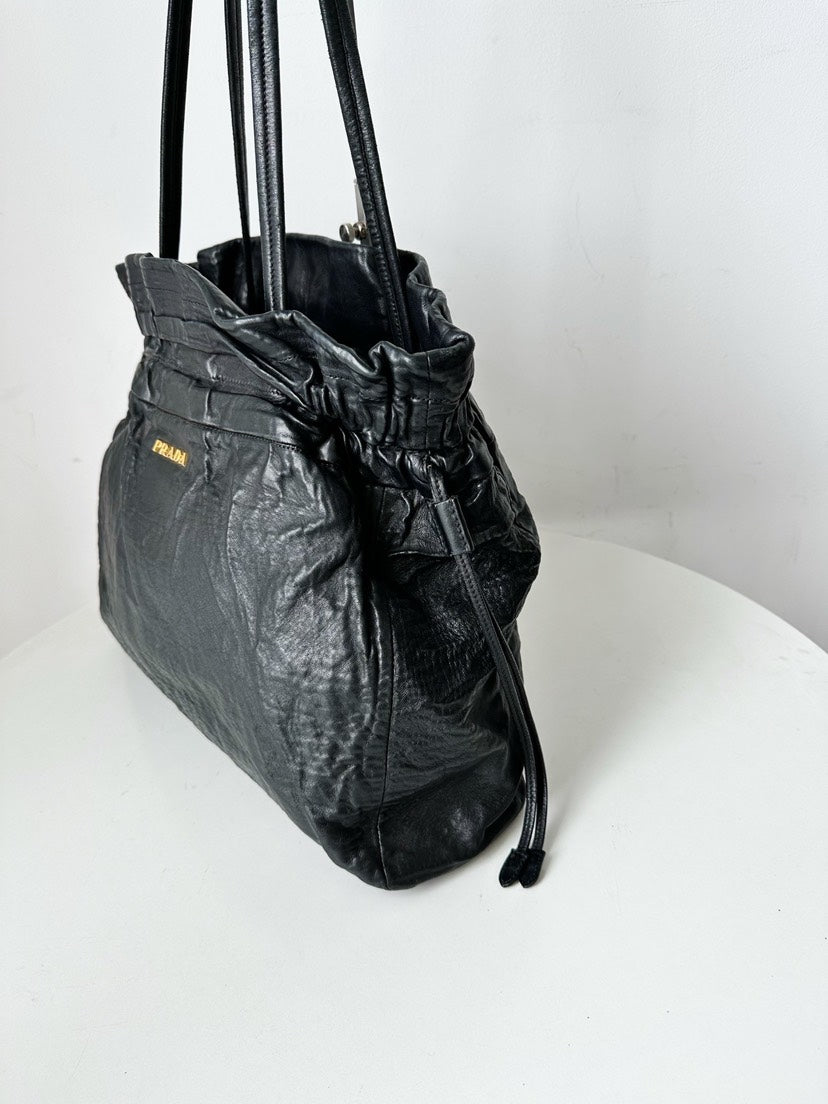 Prada Leather Bag Black 33x29cm