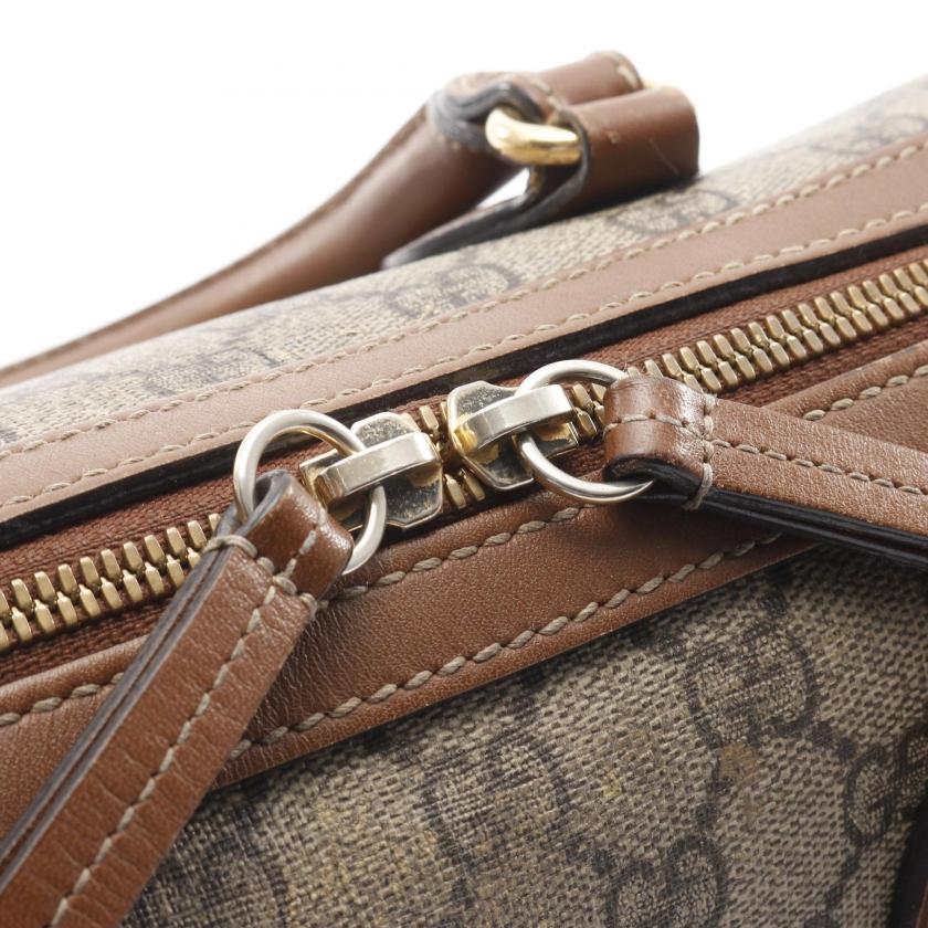 GUCCI GG Supreme Handbag mini boston bag PVC leather beige Brown 2WAY 2101219224176