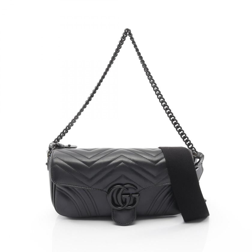 GUCCI GG Marmont chain shoulder bag leather black 2WAY 2119900029054