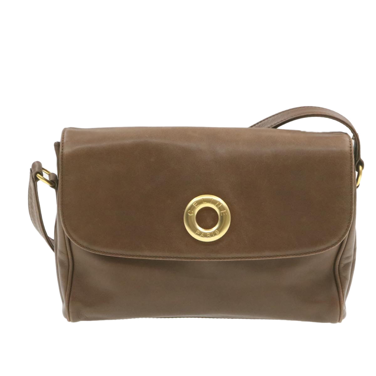 Luxury CELINE ring Shoulder Bag Leather Brown rd1551