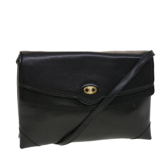 Luxury CELINE Shoulder Bag Leather Black rd5145