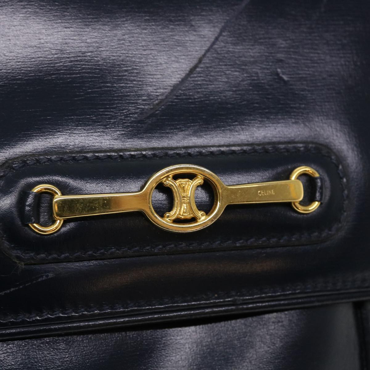 Luxury CELINE Shoulder Bag Leather Navy rd5176
