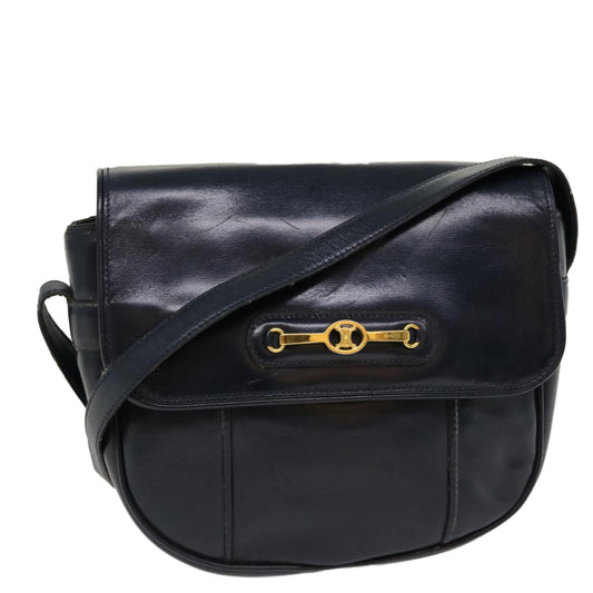 Luxury CELINE Shoulder Bag Leather Navy rd5176