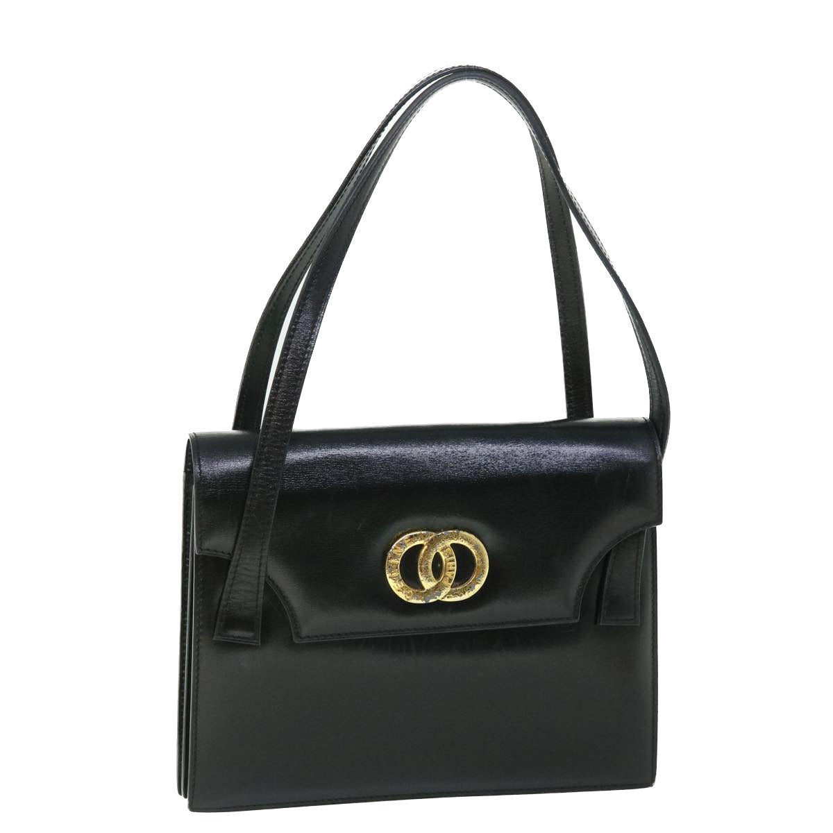 Luxury CELINE Circle Shoulder Bag Leather Black rd5696