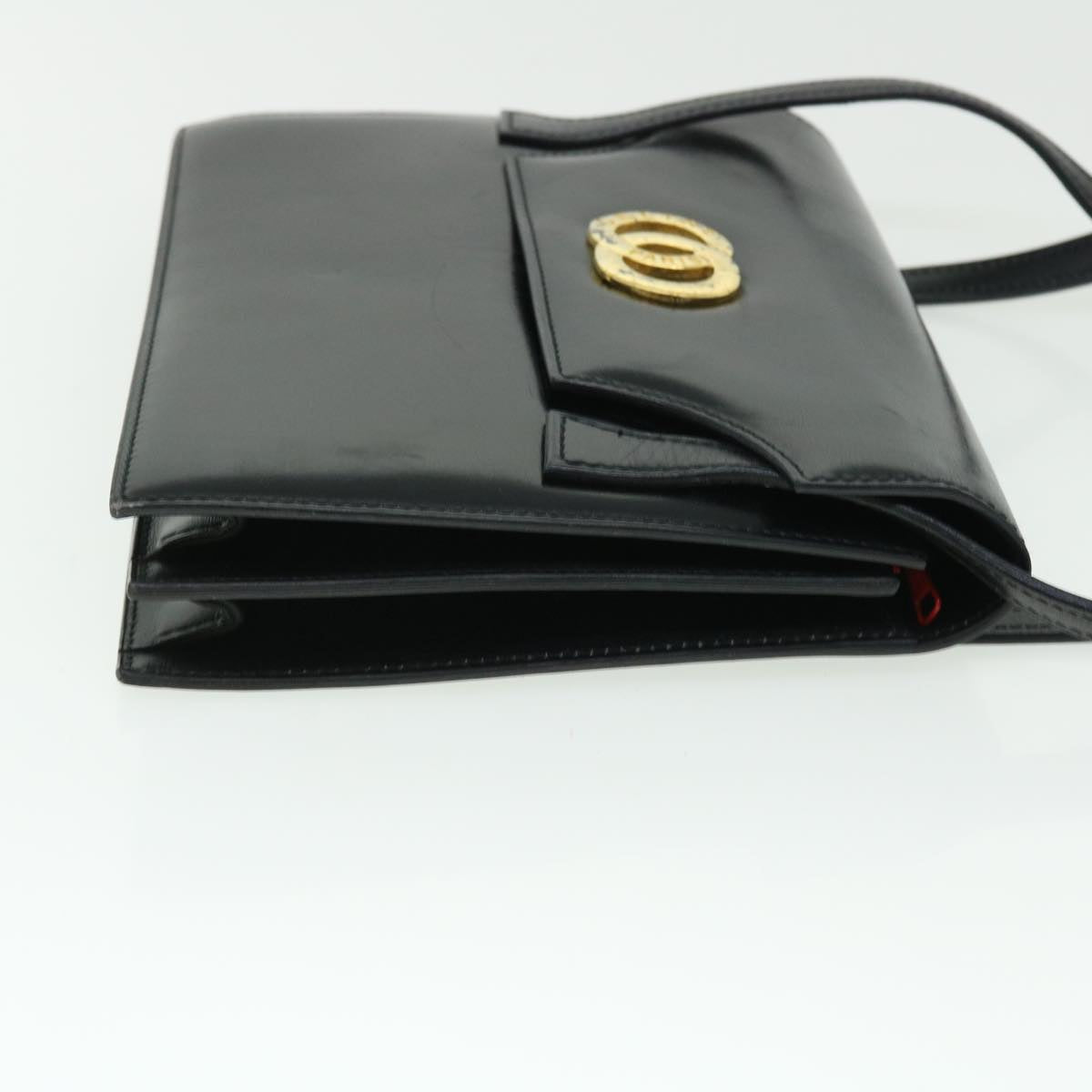 Luxury CELINE Circle Shoulder Bag Leather Black rd5696