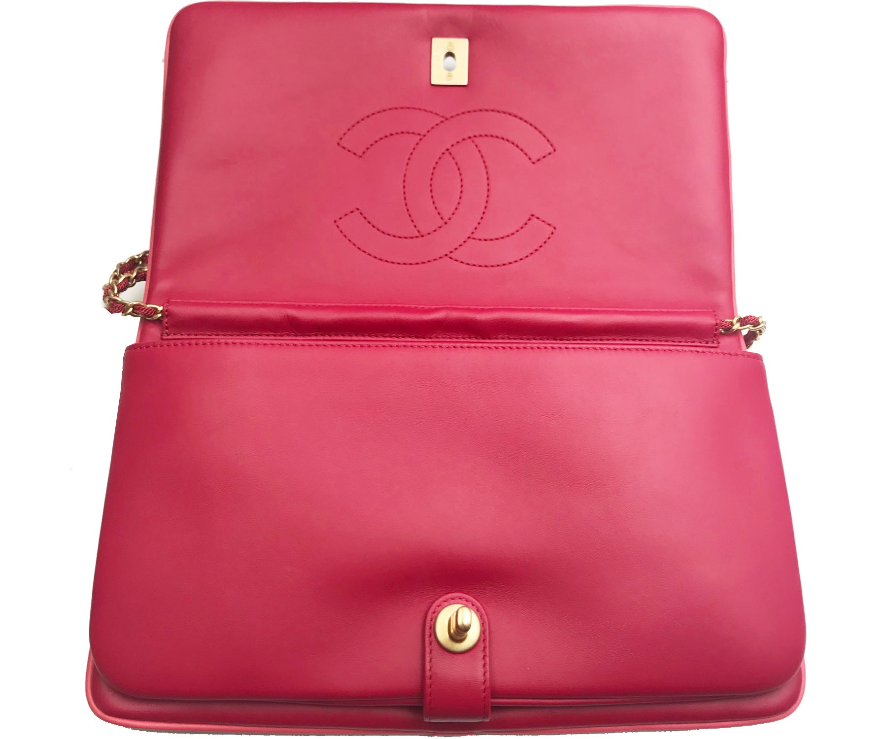 CHANEL Brand New Red Camellia Velvet Clutch Crossbody Bag
