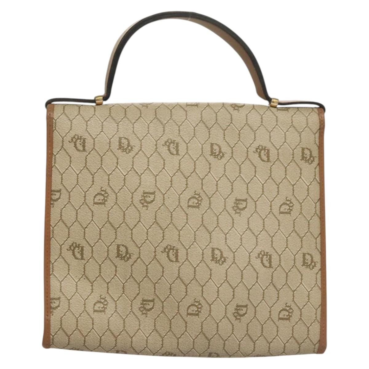 Christian Dior Honeycomb Handbag Canvas Leather Beige Canvas Bag ()