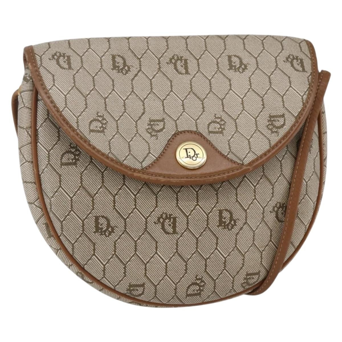 Christian Dior Honeycomb Flap Crossbody Bag Coated Canvas Beige Canvas Shoulder Bag Bag ()