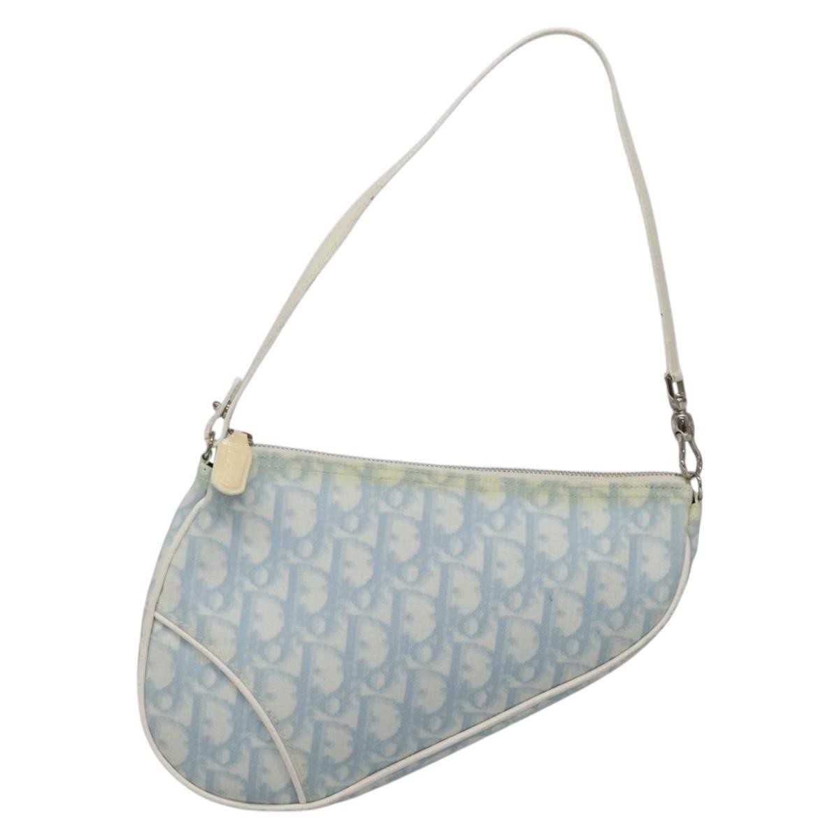 Christian Dior Saddle Bag Diorissimo Canvas Blue Canvas Bag ()