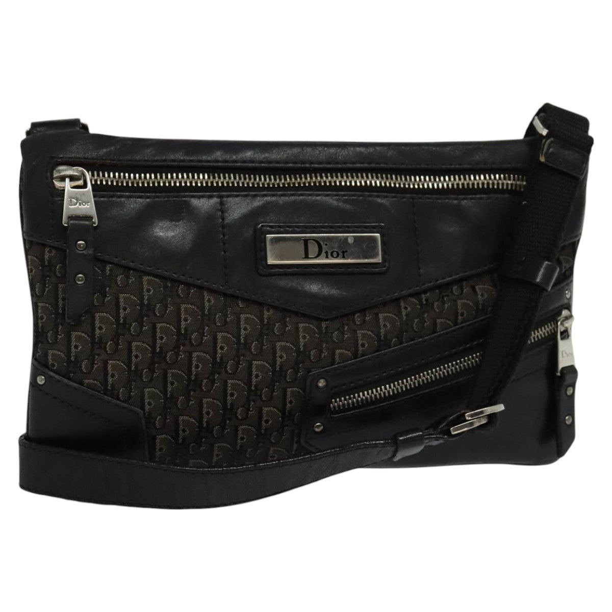 Christian Dior Trotter Shoulder Bag Canvas Black Canvas Shoulder Bag Bag ()