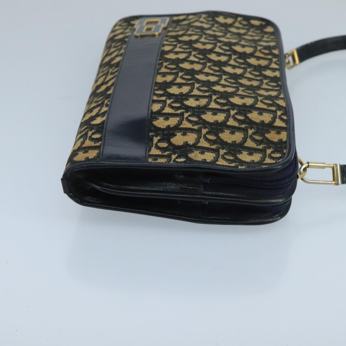 Christian Dior Trotter Crossbody Bag Diorissimo Coated Canvas Navy Canvas Shoulder Bag Bag ()