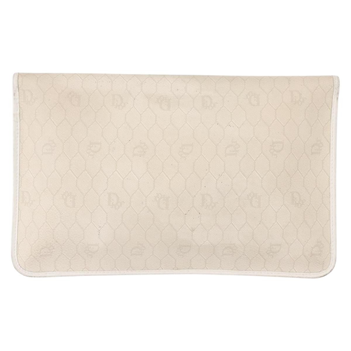 Christian Dior Honeycomb Clutch Canvas White Canvas Clutche & Pouche Bag ()