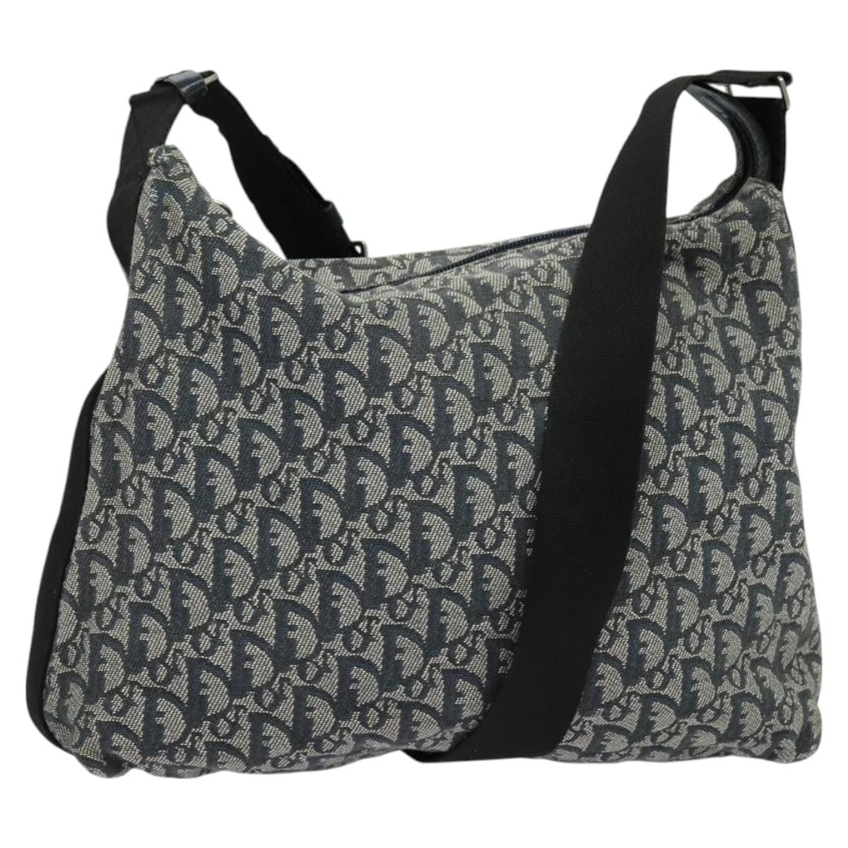 Christian Dior Zip Shoulder Bag Diorissimo Canvas Navy Canvas Shoulder Bag Bag ()