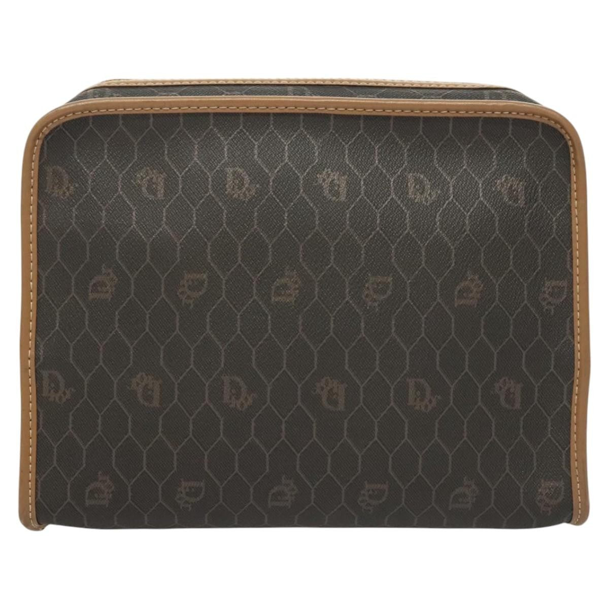Christian Dior Honeycomb Zip Pouch Coated Canvas Black Pvc,Canvas Clutche & Pouche Bag ()
