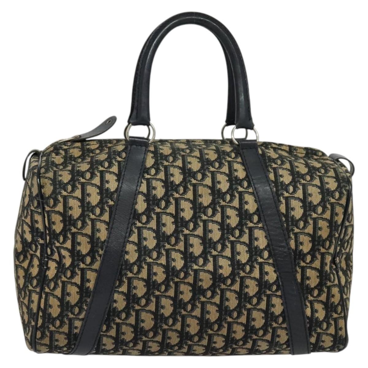 Christian Dior Trotter Boston Bag Diorissimo Canvas Navy Canvas Bag ()