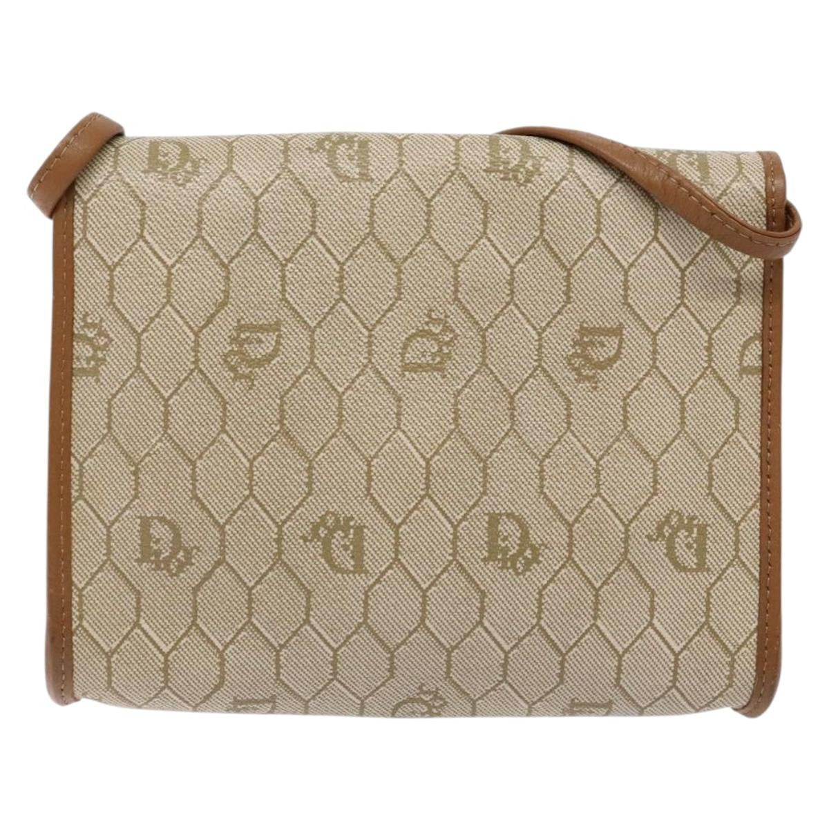 Christian Dior Honeycomb Flap Crossbody Bag Coated Canvas Beige Pvc Bag ()