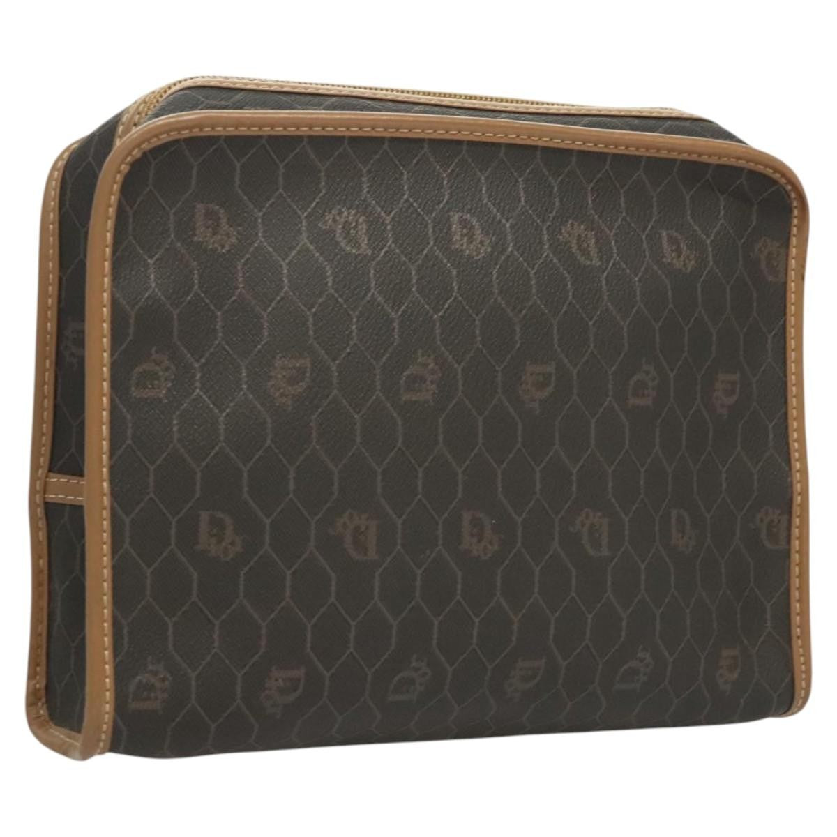 Christian Dior Honeycomb Zip Pouch Coated Canvas Black Pvc,Canvas Clutche & Pouche Bag ()