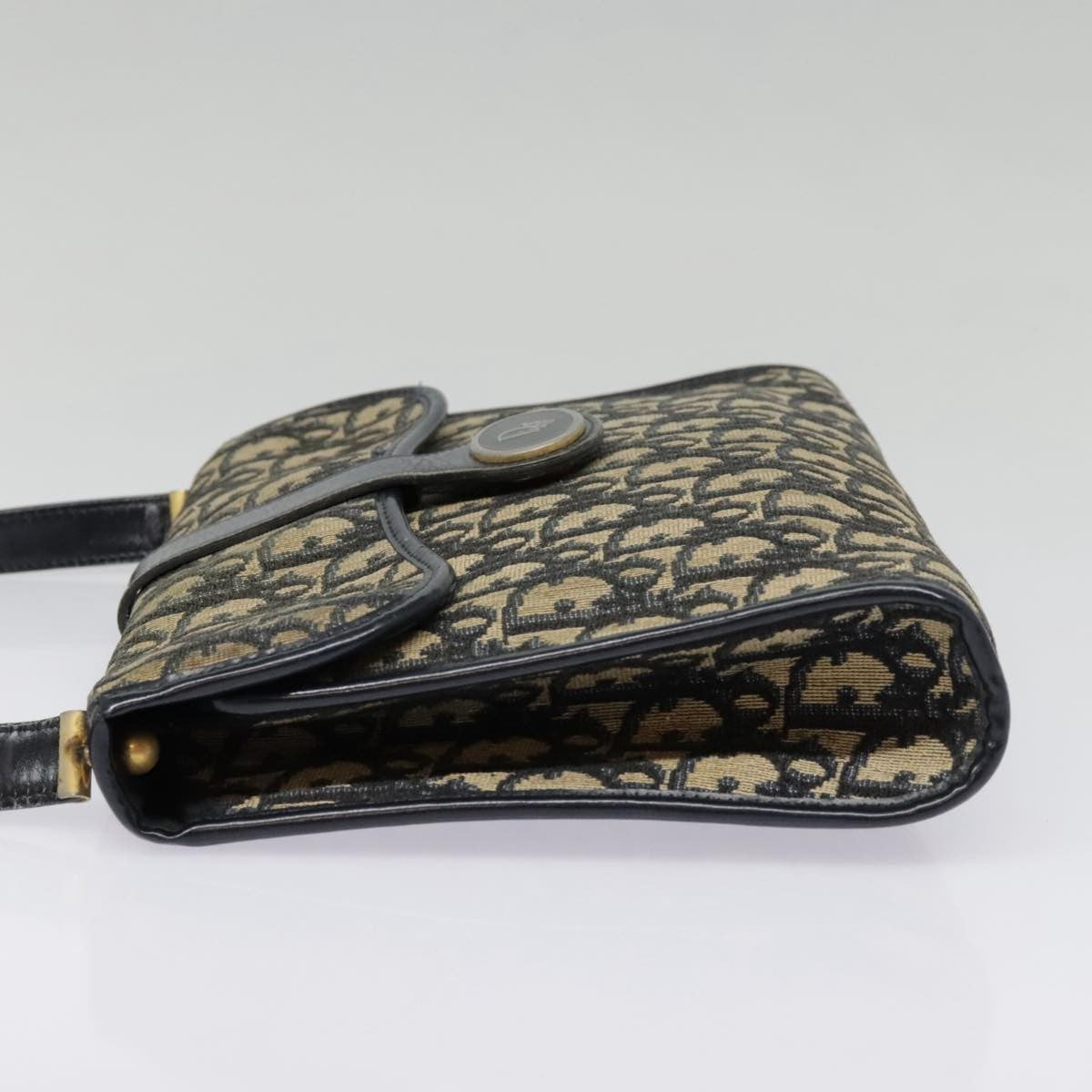 Christian Dior Flap Crossbody Bag Canvas Navy Canvas Shoulder Bag Bag ()