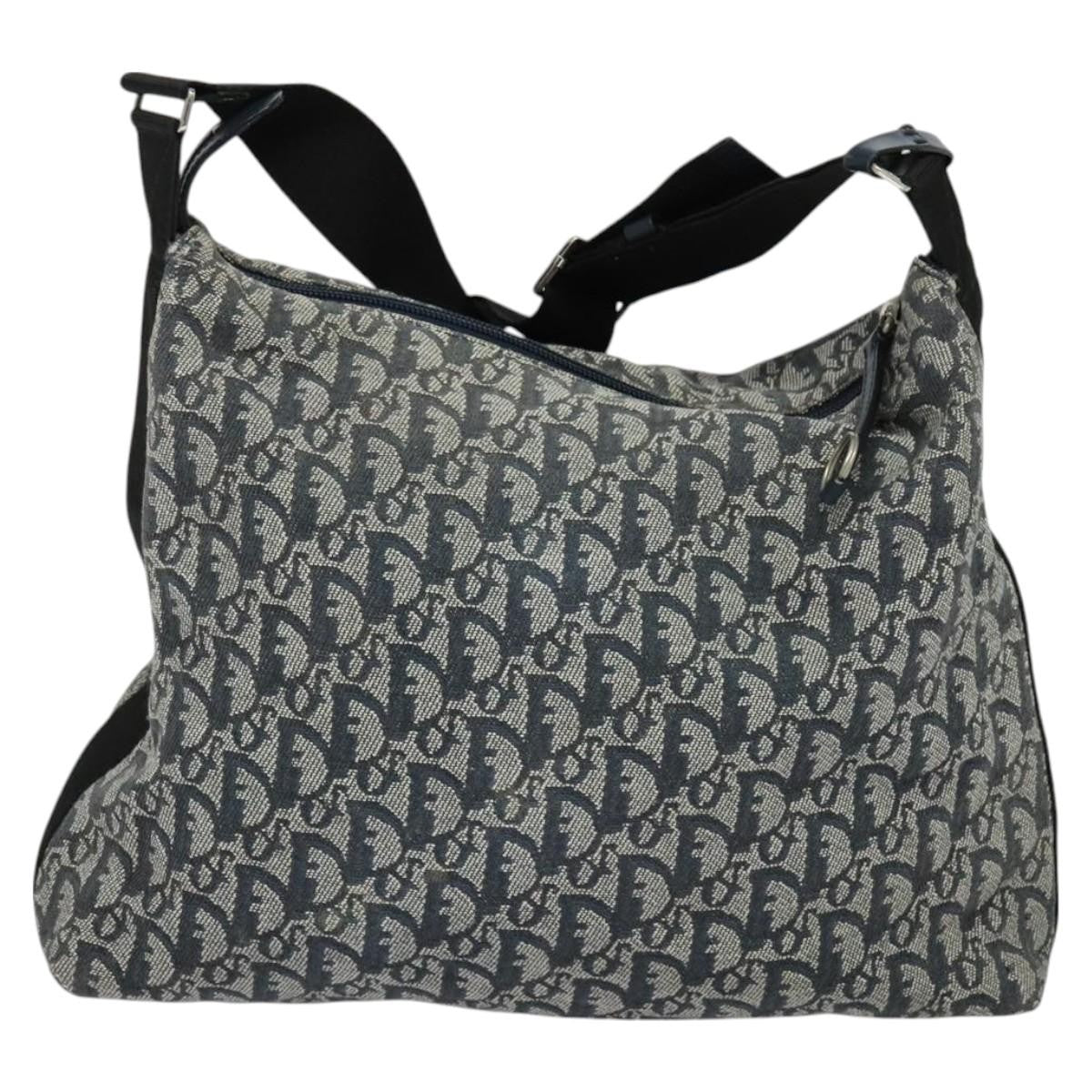 Christian Dior Zip Shoulder Bag Diorissimo Canvas Navy Canvas Shoulder Bag Bag ()